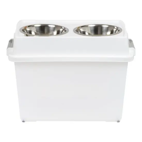 IRIS Clear, White, Gray 45qt. Airtight Elevated Feeder Storage Container {8}