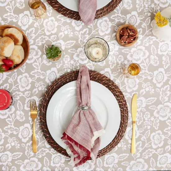 DII&reg; StoneFloral Print Outdoor Tablecloth, 60 Round {5}