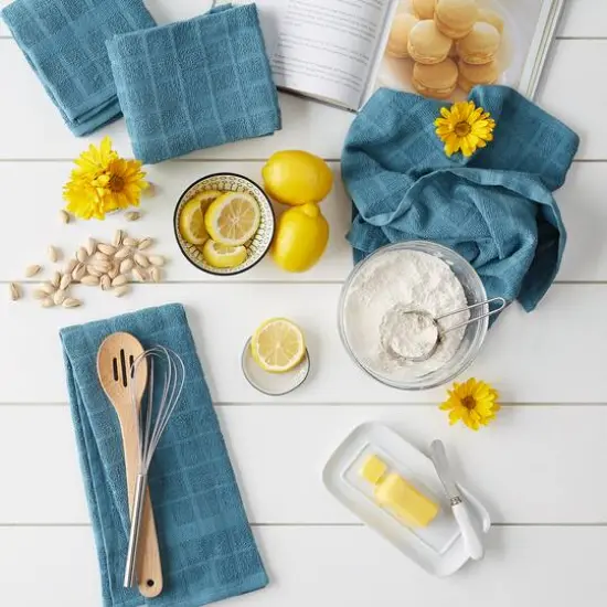 DII&reg; Solid Windowpane Terry Dishtowels, 4ct. Storm Blue {7}