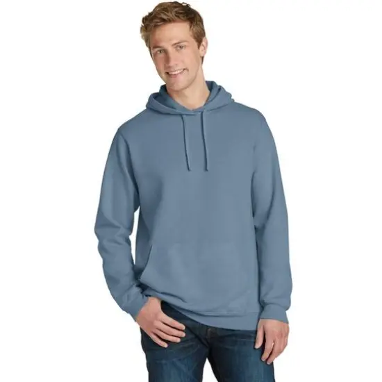 Port & Company&reg; Beach Wash Garment-Dyed Pullover Hooded Adult Sweatshirt Denim Blue {4}