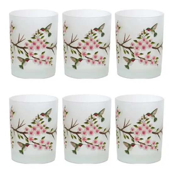 5" Glass Hummingbird Votive Candle Holder Set {3}