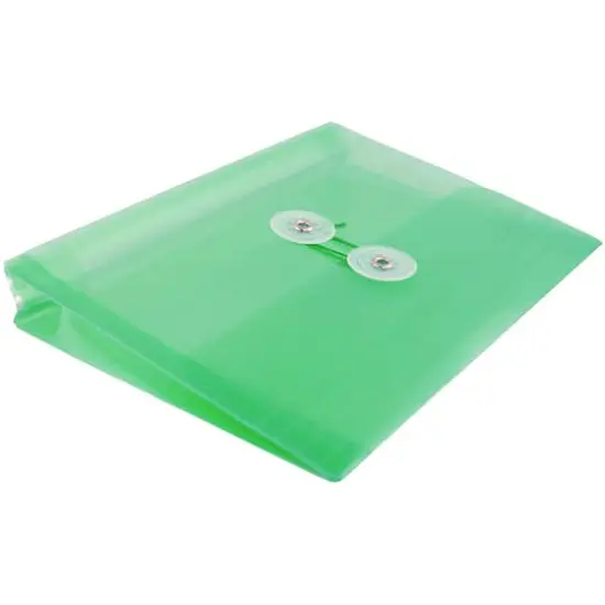JAM Paper 5.5" x 7.5" Button & String Tie Closure Plastic Envelopes, 12ct. Green {6}