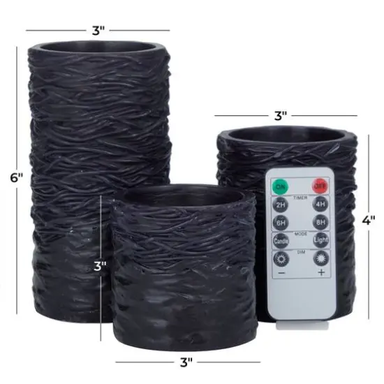 Black Coastal Flameless Candle Set {6}