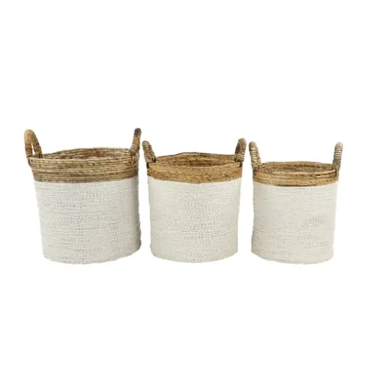 White Seagrass Coastal Storage Basket Set {3}