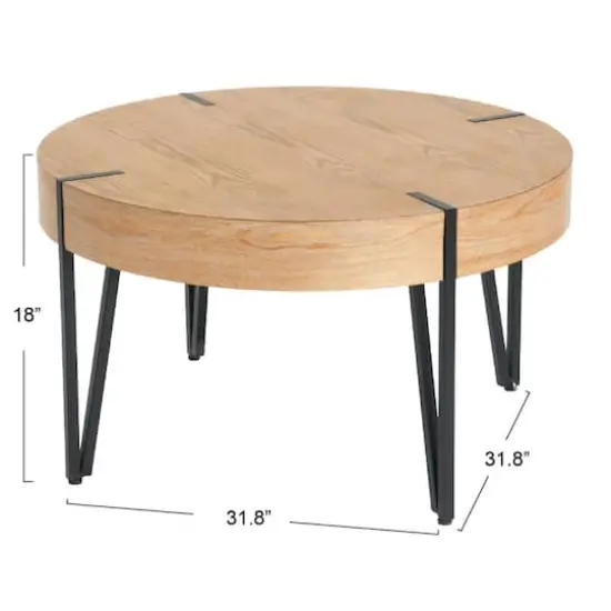 Hello Honey&reg; 32" Round Wooden Coffee Table {5}