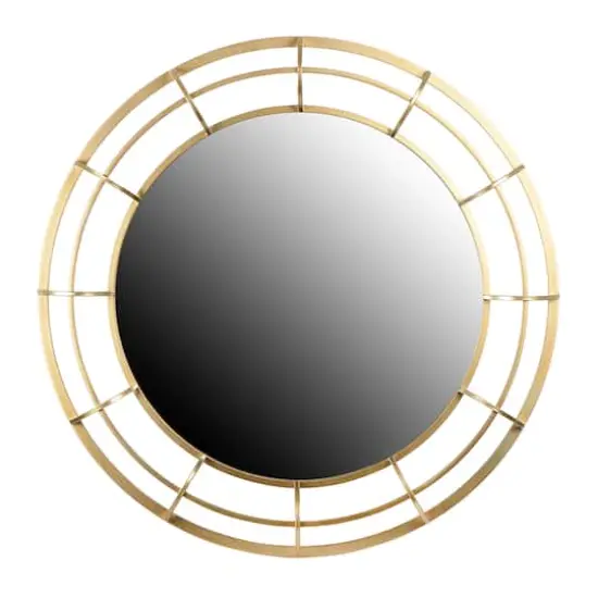 36" Gold Contemporary Round Metal Wall Mirror {1}