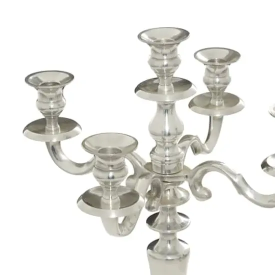 24'' Silver Aluminum Traditional Candle Holder {4}