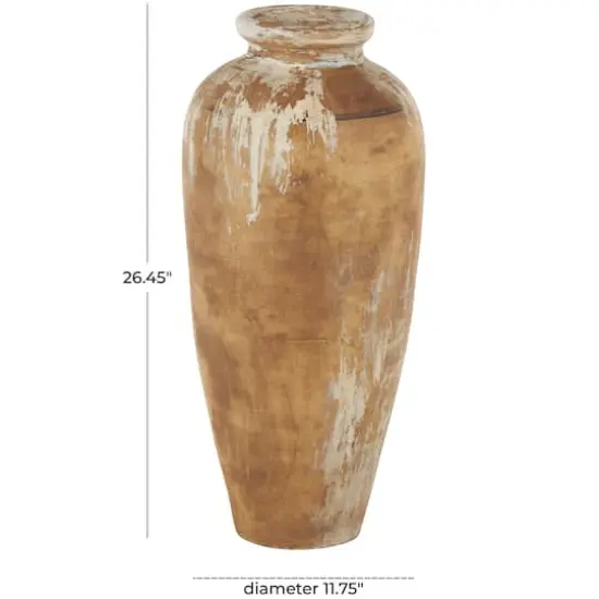 Brown Ceramic Antique Style Distressed Patina Vase {9}