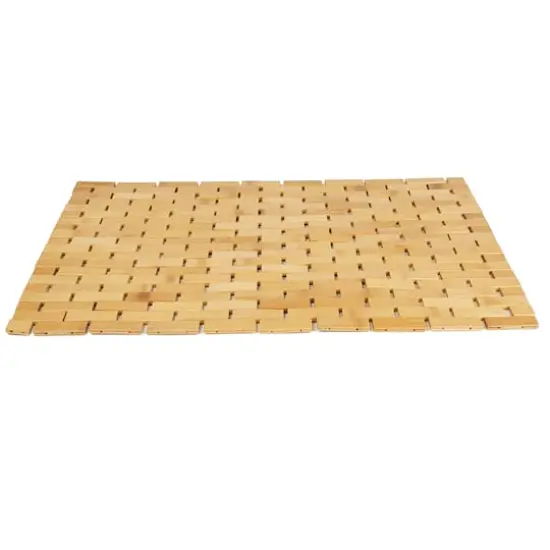 Mind Reader 23" Brown Luxury Bamboo Shower Bath Mat {1}