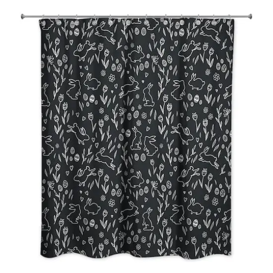 Chalk Easter Bunny Shower Curtain 71" x 74" Shower Curtain {1}