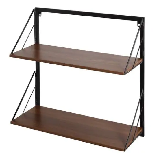 Honey Can Do Walnut 2-Tier Floating Wall Shelf {3}