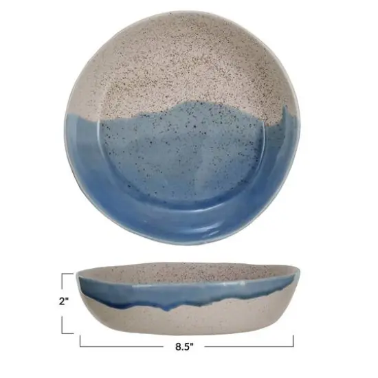 Hello Honey® 8.25" Blue & Cream Crackle Glaze Stoneware Serving Bowl {6}