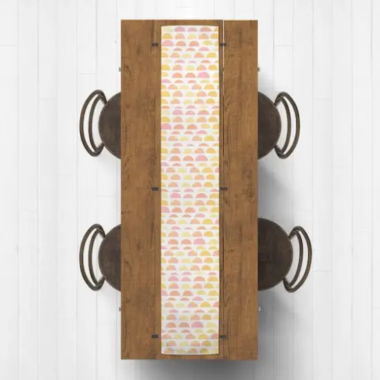 Pink & Yellow Half Circles Outdoor Table Runner {4}