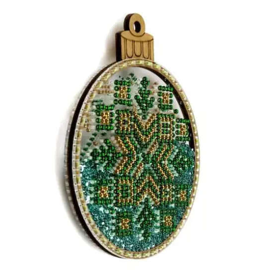 Wonderland Crafts Green & Gold Ball Ornament Bead Embroidery Kit {4}