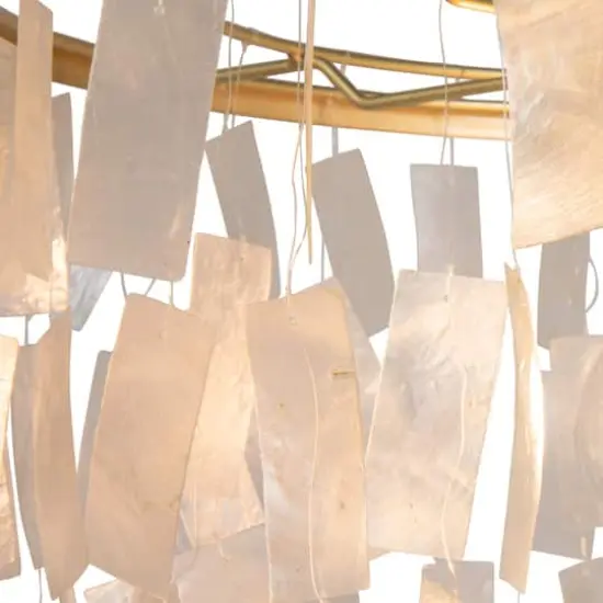 Hello Honey&reg; Marina Small Round Gold Metal & Natural Capiz Chandelier Style Pendant Ceiling Light {12}