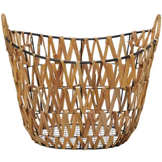 Brown Metal Storage Basket with Handles 20" x 15" x 16" {5}