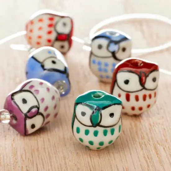 Multicolour Ceramic Owl Beads, 15mm by Bead Landing&trade; {3}