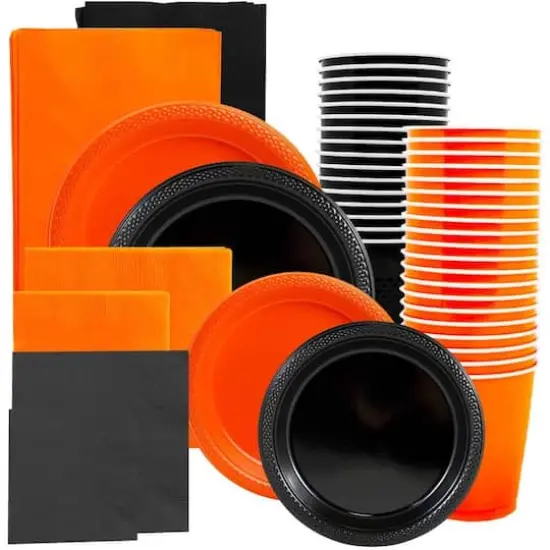 JAM Paper Party Tableware Assortment Grad Pack Orange/Black {1}