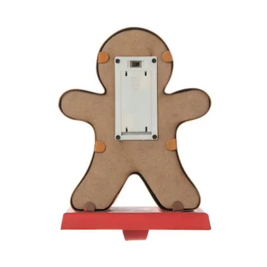 Glitzhome&reg; 7.25'' Marquee LED Gingerbread Man Christmas Stocking Holder {9}