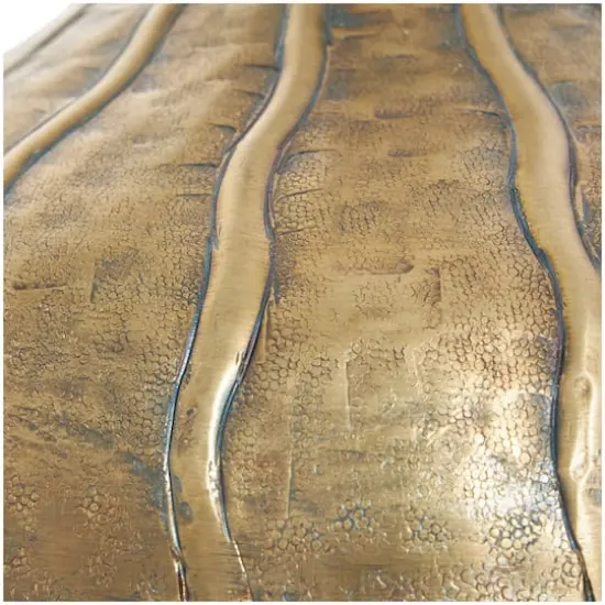 13" Brass Metal Wide Snakeskin Inspired Vase with Dimensional Wavy Accents {5}