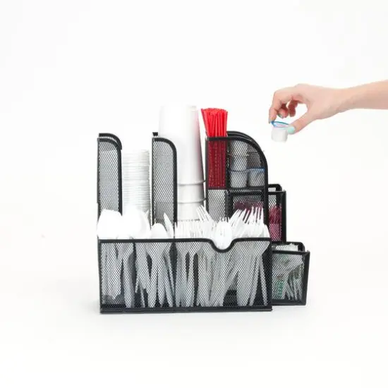 Mind Reader Black Coffee Condiment and Accessories Caddy Organizer {8}