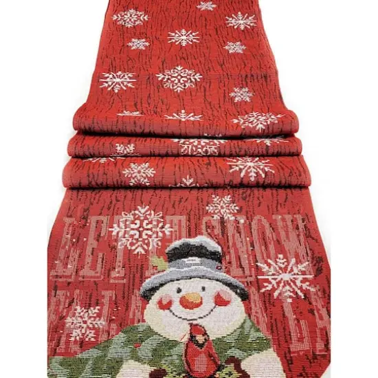 Wizardi 13.75" x 67" Snowman Christmas Red Table Runner {4}