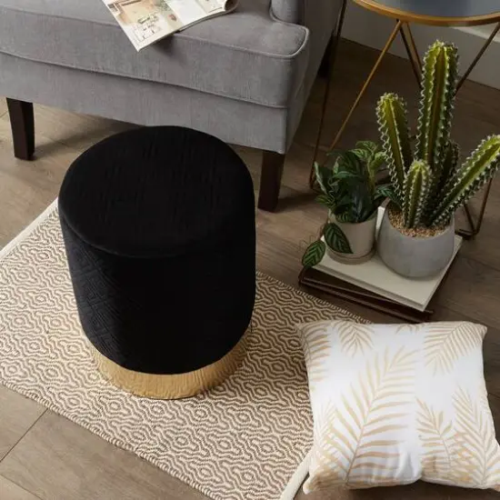 16.5" Black Velvet Stool {5}