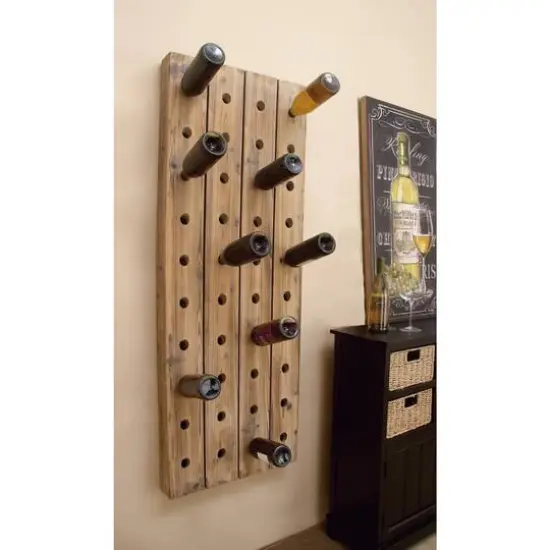 Brown Wooden Pallet Wall Wine Rack {8}