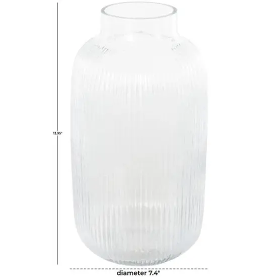 14" Clear Glass Ribbed Decorative Vase {8}