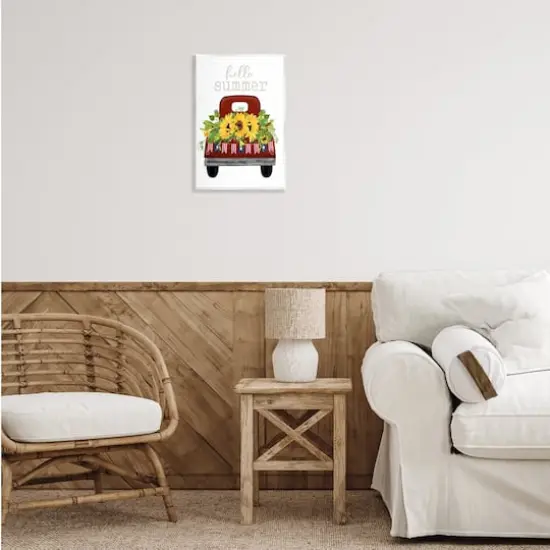 Stupell Industries Hello Summer Quote Sunflower Flower Patriotic Truck Wall Plaque Art {3}