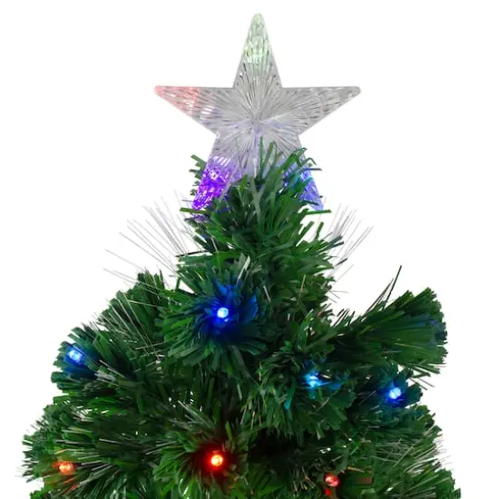 4ft. Pre-Lit Fiber Optic Artificial Potted Christmas Tree, Multicolor LED Lights {4}