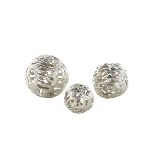 Aluminum Metallic Abstract Cutout Orbs Set Silver {4}