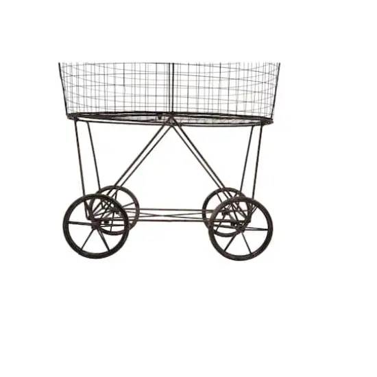 Hello Honey® 27" Vintage Reproduction Metal Laundry Basket on Wheels Gray {7}