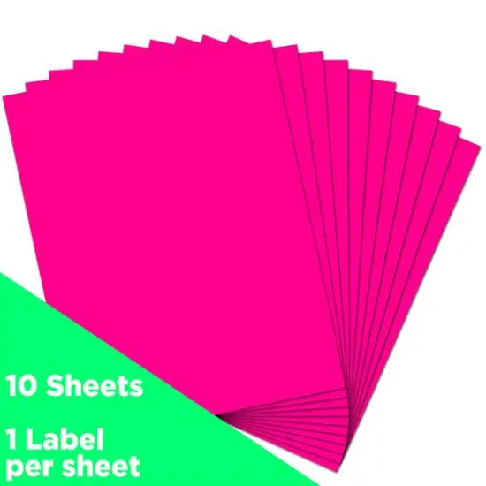 JAM Paper Shipping Labels, 8.5" x 11" Neon Pink {4}