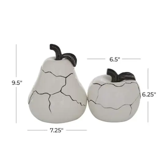 Set of 2 White Dolomite Contemporary Sculpture, 6", 9" {7}