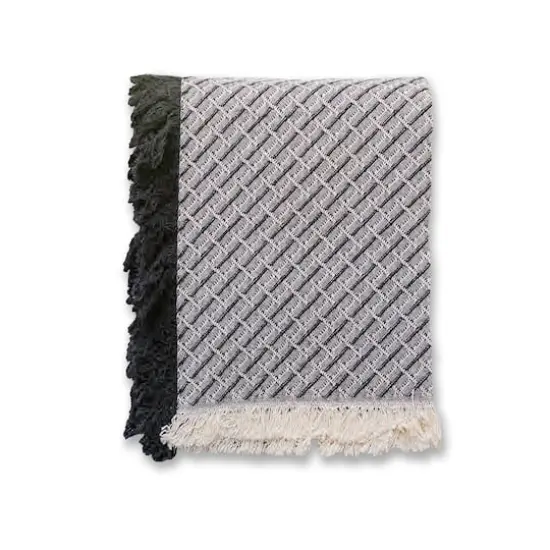 Cross Your T's Black 46" x 67" Woven Throw {1}