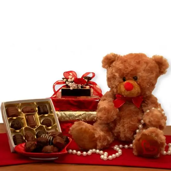Valentine Hugs & Kisses Teddy Bear and Chocolates Set {1}