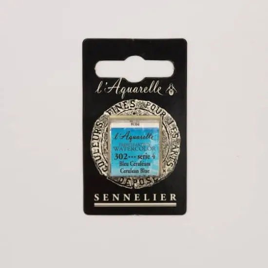 Sennelier French Artists' Watercolor Paint, Half Pan 302 Cerulean Blue {1}