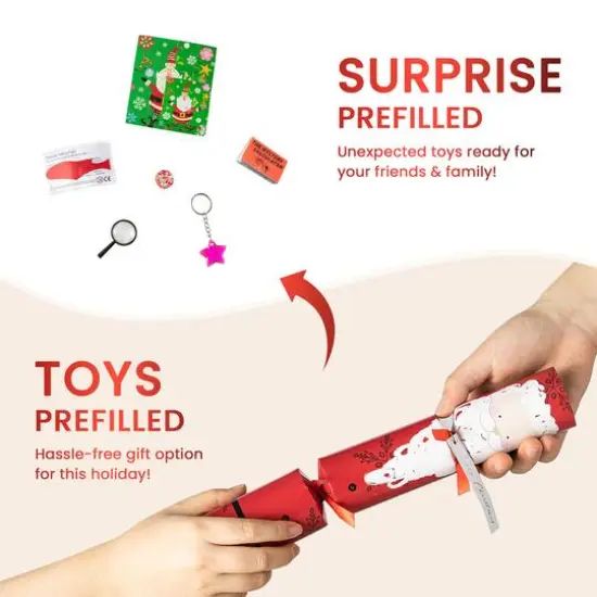 Glitzhome&reg; 12" Christmas Santa, Snowman, Penguin & Reindeer Party Cracker with Gift Contents, 6ct. {7}