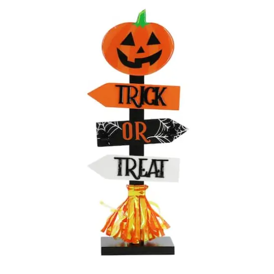 13" Jack-o'-Lantern Trick-or-Treat Tabletop Road Sign by Ashland&reg; {1}