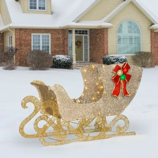 3ft. Crystal Splendor Sleigh with 70 White LED Lights {3}