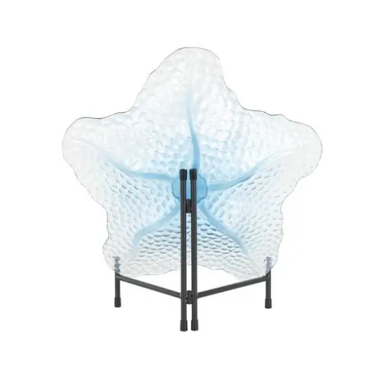 19.5" Blue Ombre Glass Starfish Charger with Metal Stand {7}