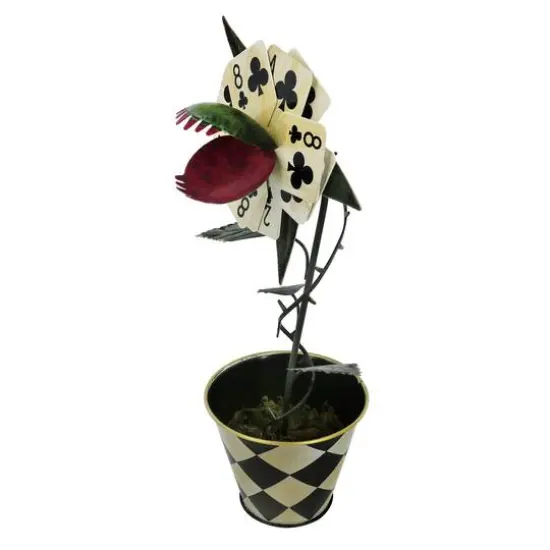11.75" Clubs Playing Card Flytrap in Diamond Pot Tabletop Décor by Ashland® {4}