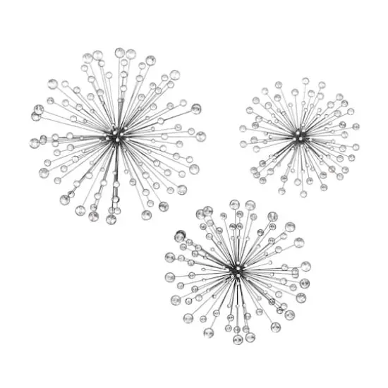 Silver Metal Starburst Modern Wall D&eacute;cor Set {1}