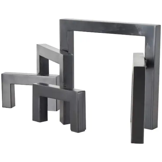 13" Black Metal Geometric Abstract Square Arched Sculpture {3}