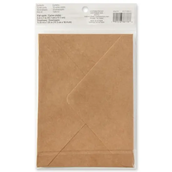 10 Sets of Kraft Flat Cards & Envelopes by Recollections&trade;, 5" x 7" {4}