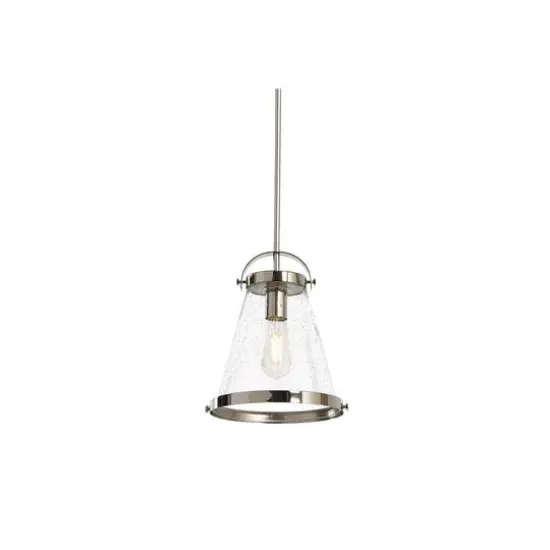 Hello Honey&reg; Robert Stevenson Lighting Wesley Metal & Seedy Glass Ceiling Light Polished Nickel {4}