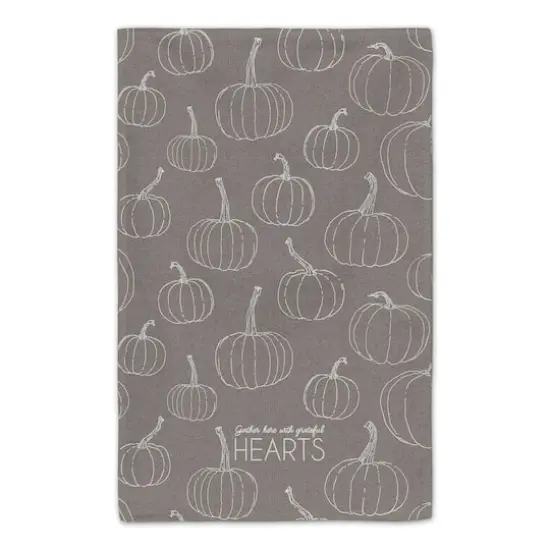 Grateful Hearts Gray Pumpkin Tea Towel Set {5}