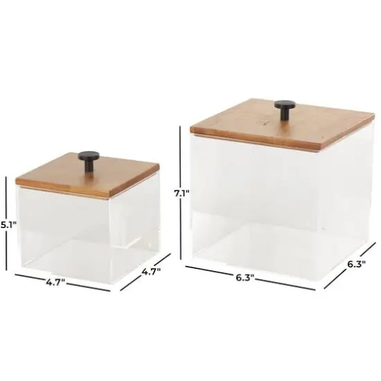 Clear & Brown Box Set with Brown Wooden Lids {8}