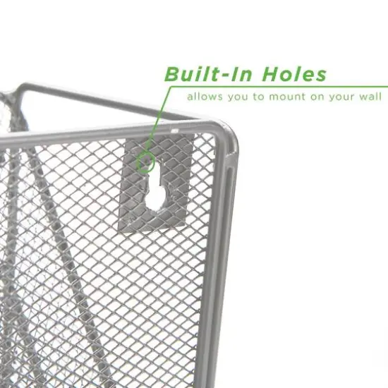 Mind Reader 6 Compartment Vertical Hanging Wall File & Chart Organizer Silver {7}